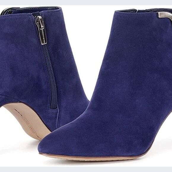 Vince Camuto Suede Booties, Dark Ultraviolet Blue, Size 9, 4 inch heel - Picture 1 of 8